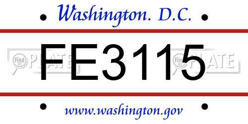 FE3115 District Of Columbia License Plate