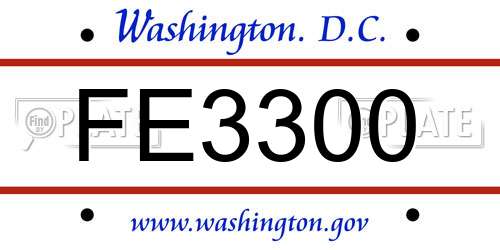 FE3300 District Of Columbia License Plate