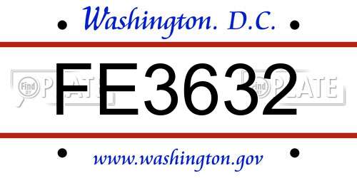 FE3632 District Of Columbia License Plate