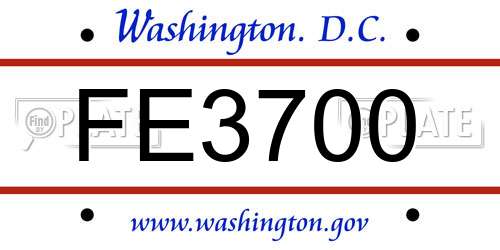FE3700 District Of Columbia License Plate