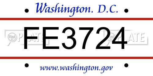 FE3724 District Of Columbia License Plate