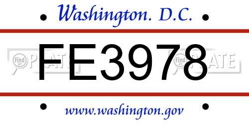 FE3978 District Of Columbia License Plate