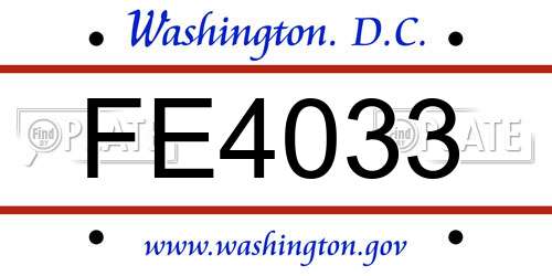 FE4033 District Of Columbia License Plate