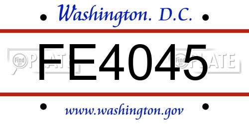 FE4045 District Of Columbia License Plate