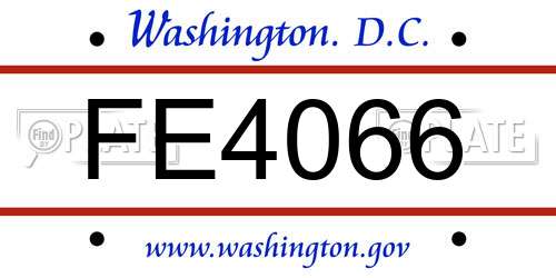 FE4066 District Of Columbia License Plate
