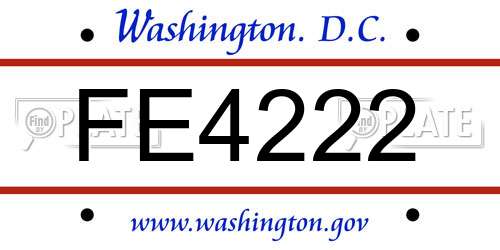 FE4222 District Of Columbia License Plate