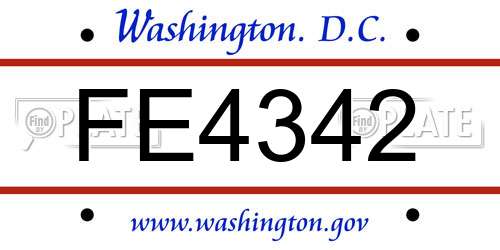 FE4342 District Of Columbia License Plate