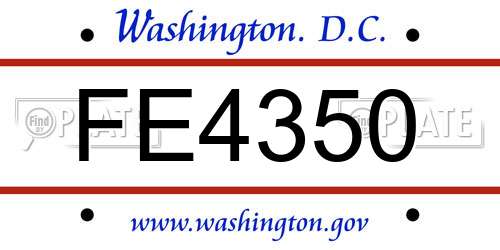 FE4350 District Of Columbia License Plate