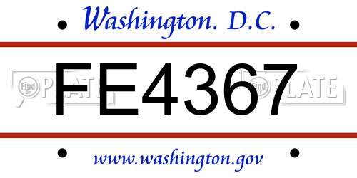 FE4367 District Of Columbia License Plate