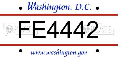 FE4442 District Of Columbia License Plate