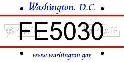 FE5030 District Of Columbia License Plate