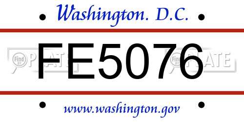 FE5076 District Of Columbia License Plate
