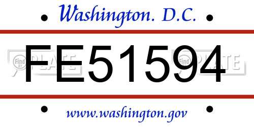 FE51594 District Of Columbia License Plate