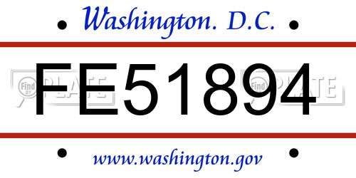 FE51894 District Of Columbia License Plate