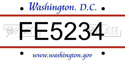 FE5234 District Of Columbia License Plate