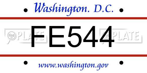 FE544 District Of Columbia License Plate