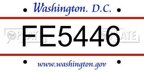 FE5446 District Of Columbia License Plate