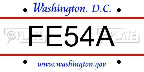 FE54A District Of Columbia License Plate