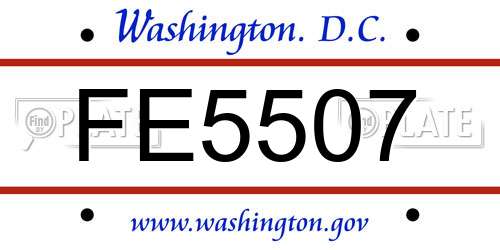 FE5507 District Of Columbia License Plate