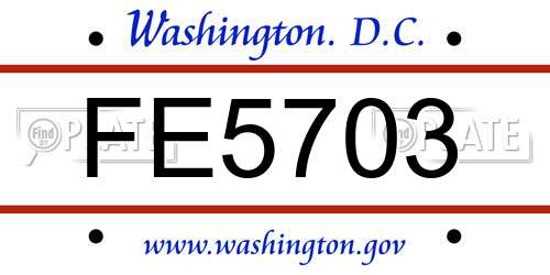 FE5703 District Of Columbia License Plate