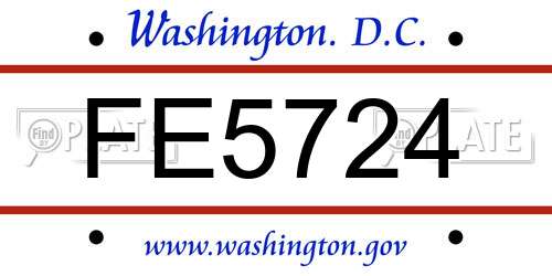 FE5724 District Of Columbia License Plate