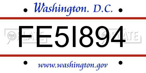 FE5I894 District Of Columbia License Plate