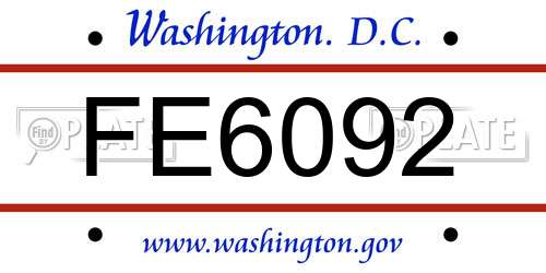 FE6092 District Of Columbia License Plate