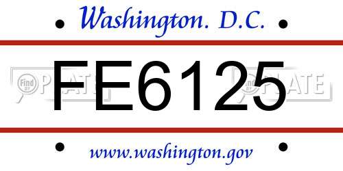 FE6125 District Of Columbia License Plate