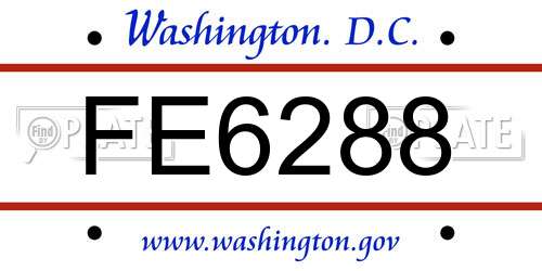 FE6288 District Of Columbia License Plate