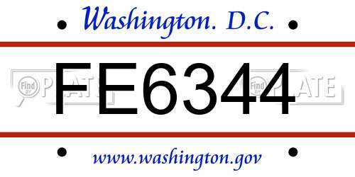 FE6344 District Of Columbia License Plate