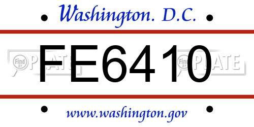 FE6410 District Of Columbia License Plate