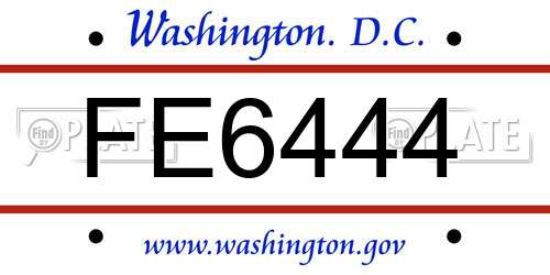 FE6444 District Of Columbia License Plate