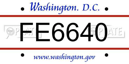 FE6640 District Of Columbia License Plate
