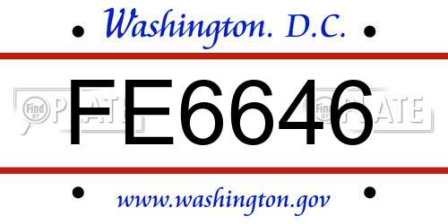 FE6646 District Of Columbia License Plate