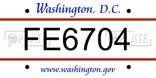 FE6704 District Of Columbia License Plate