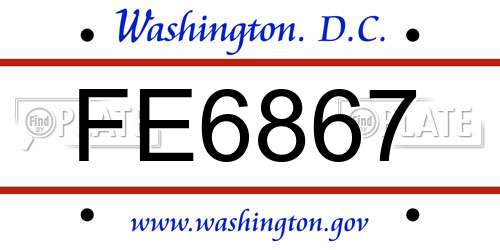 FE6867 District Of Columbia License Plate