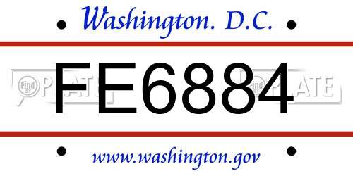 FE6884 District Of Columbia License Plate