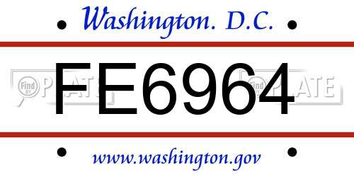 FE6964 District Of Columbia License Plate
