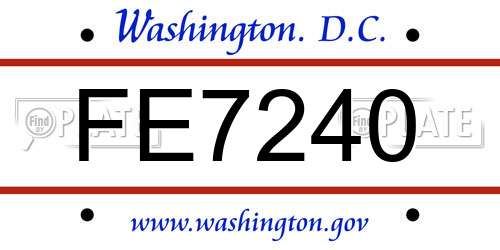 FE7240 District Of Columbia License Plate