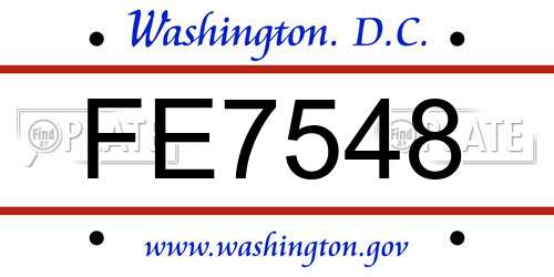 FE7548 District Of Columbia License Plate