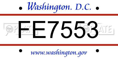 FE7553 District Of Columbia License Plate