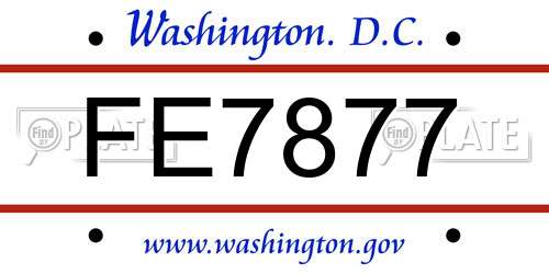 FE7877 District Of Columbia License Plate