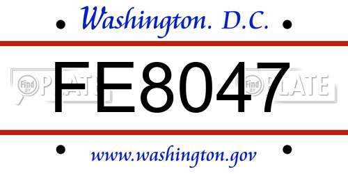 FE8047 District Of Columbia License Plate