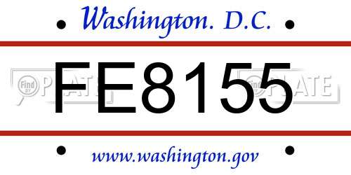 FE8155 District Of Columbia License Plate
