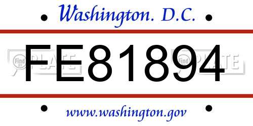 FE81894 District Of Columbia License Plate