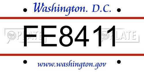 FE8411 District Of Columbia License Plate