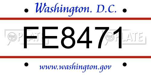 FE8471 District Of Columbia License Plate