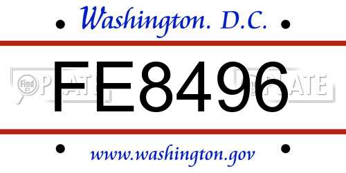 FE8496 District Of Columbia License Plate