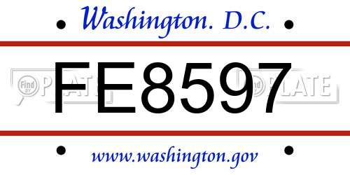 FE8597 District Of Columbia License Plate