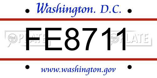 FE8711 District Of Columbia License Plate